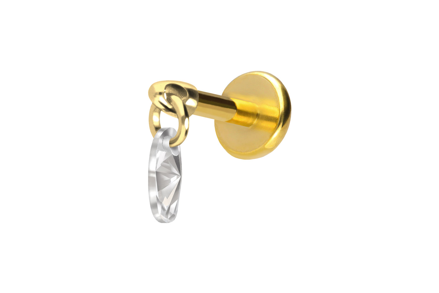 Titan Labret Piercing mit Push Fit KRISTALLOVAL